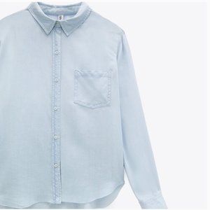 ZARA Chambray Loose-Fitting Button Down Shirt $59.90